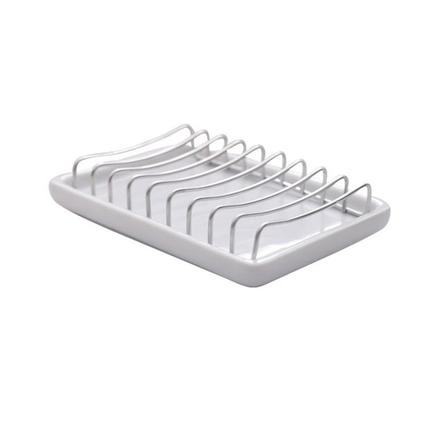 Caja de jabón de drenaje, caja de jabón Cerámica de drenaje automático Jabonera extensible independiente o montada en la pared con drenaje, Bandeja de Gloria Jabonera