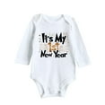 thumbnail image 1 of Toddler My First Year Clothes Baby Boy Girl Year Outfits Letter Print Romper Jumpsuit Outfits Set Boy 3 6 Months Baby Bodysuit Gender Neutral Preemie Items Boys 2t Tops Long Sleeve White 12-18 Months, 1 of 5