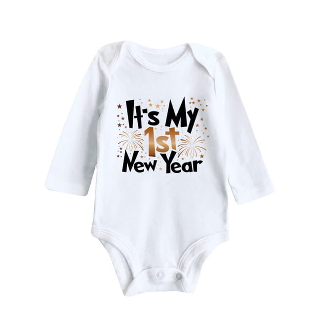 Toddler My First Year Clothes Baby Boy Girl Year Outfits Letter Print Romper Jumpsuit Outfits Set Boy 3 6 Months Baby Bodysuit Gender Neutral Preemie Items Boys 2t Tops Long Sleeve White 12-18 Months