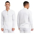 thumbnail image 5 of iiniim Men's Medieval Viking Costume Renaissance Pirate Role Play Long Sleeves Lace up Shirt Tops White S, 5 of 7