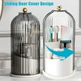 thumbnail image 2 of Sliding Lid Toothbrush Holder with Cover, Concealed Toothbrush Holder for Tooth Brush Makeup, 360 Rotating Dustproof Rotating Makeup Organizer for Vanity Desktop Bathroom Countertop(Green), 2 of 7