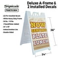 thumbnail image 2 of Now Serving Plate Lunch 24" x 36" Double Sided A-Frame Sidewalk Sign Includes 2 Installed Decals Foldable Portable White Signicade Freshly Made Meals Restaurant Promotions Local, 2 of 6