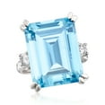 thumbnail image 4 of Ross-Simons 17.00 Carat Simulated Aquamarine and .30 ct. t.w. CZ Ring in Sterling Silver, Women's, Adult, 4 of 8