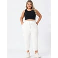 thumbnail image 3 of DARING DIVA Women's Plus Drawstring Elastic Waist Cargo Pants with Pocket 1X White, 3 of 6