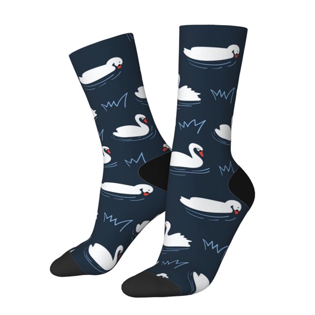Balery Cartoon Swan Calcetas Largas con Estampado para Hombre y Mujer – Suaves y Transpirables, Talla Única (US 5-11)