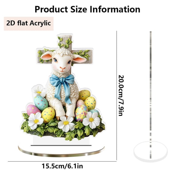 Easter Tree Decorations, Acrylic Hanging Ornaments, Religious Spring Easter Eggs Bunny Sheep Lamb Cross for Small Tree Party ( 6x8 in )