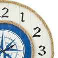 thumbnail image 4 of DecMode 24" Blue Wood Compass Wall Clock with Rope Accents, 4 of 7