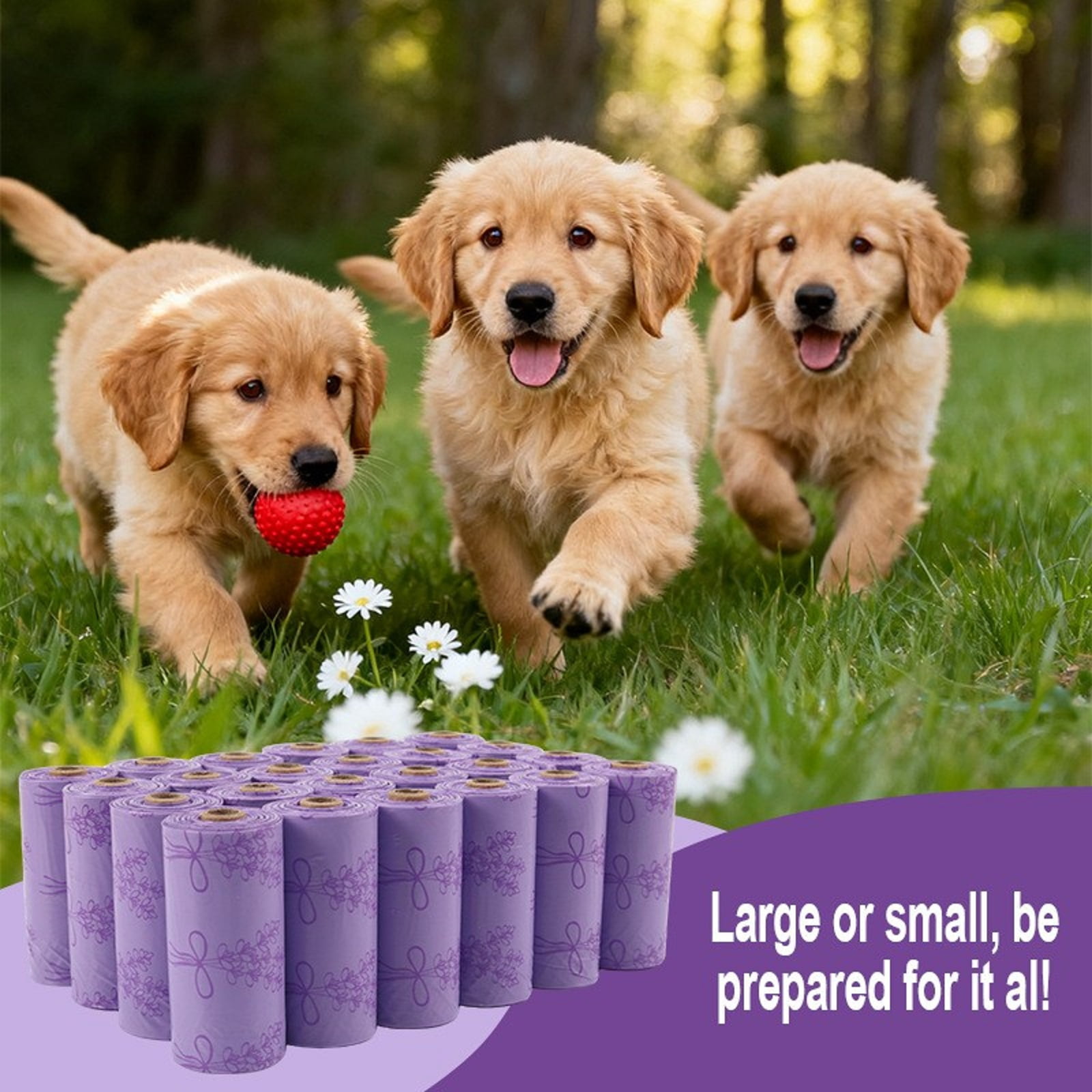 Biodegradable Pet Waste Bags, 18 Rolls (270 Count), Purple Flat Top, Boxed, 1.3-mil Thickness - Eco-Friendly, Durable, Easy-to-Use Flat Top Design, Organized Boxed Storage - For Dogs, Puppies, Outdoo