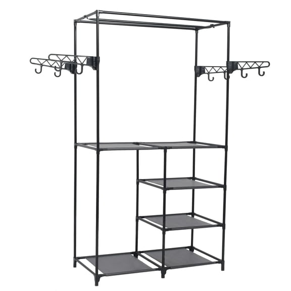 vidaXL Residential 4-Rods 4-Shelf Clothes Rack, Black