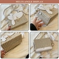 thumbnail image 2 of Women's Straw Top Handle Satchel Bag PU Leather Retro Shoulder Bag Flap Casual Crossbody Fashion Handbag and Purse, 2 of 6