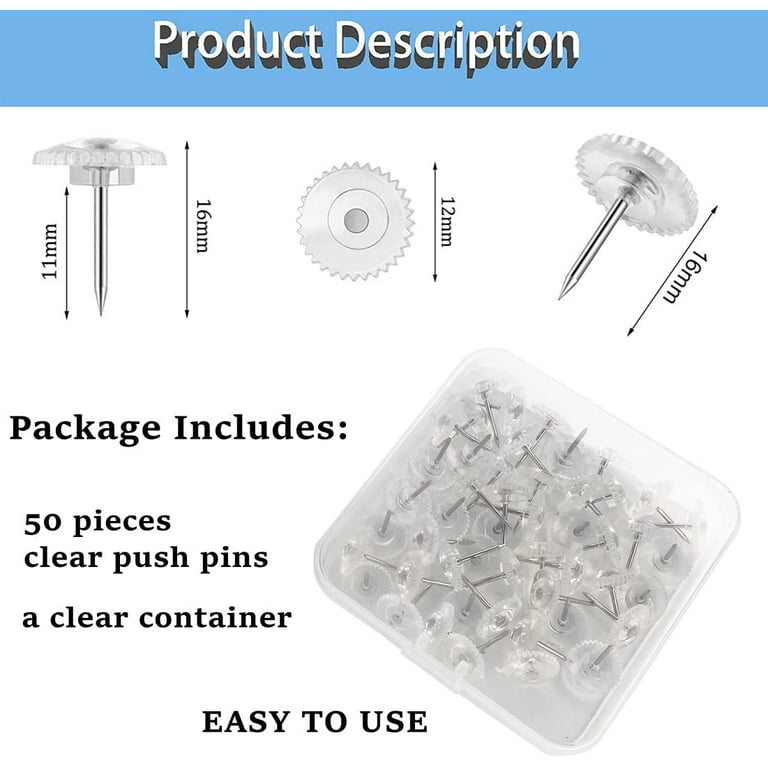 150 Boxed Push Pin Clear Plastic Head Steel Point Pins For - Temu