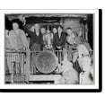 thumbnail image 2 of Historic Framed Print, [Alfred Emanuel Smith, 1873-1944, full-length portrait, standing, waving derby to crowd from rear platform of campaign train, Chicago], 17-7/8" x 21-7/8", 2 of 9