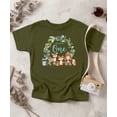 thumbnail image 2 of Wild One Wreath with Woodland Animals T-Shirts for Baby Girls and Boys Military Green Shirt 12 Months, 2 of 5