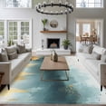 thumbnail image 3 of 6'x9' Area Rugs, Modern Teal Gold Indoor Outdoor Area Rug for Living Room Bedroom, Abstract Geometric Lines Washable Bathroom Rugs Kitchen Floor Carpet Mats Home Decor Aesthetic, 3 of 8