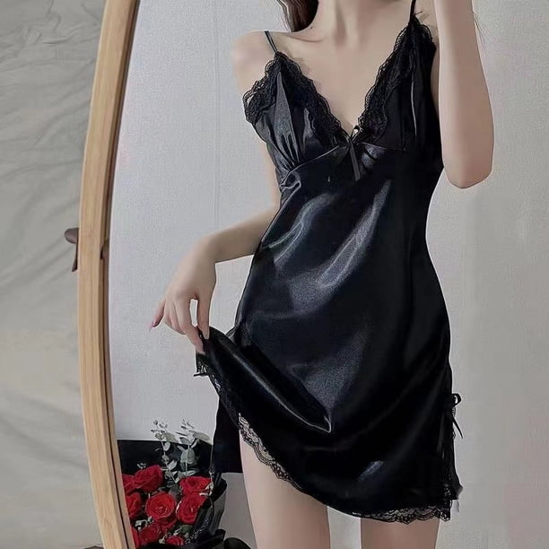 Pijamas sexys para mujer, ropa interior privada, camisón de encaje con tirantes en la espalda, pijamas finos de verano puro
