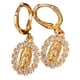 thumbnail image 1 of Aretes pequeños colgantes Virgen de Guadalupe, con zirconias blancas, oro laminado 18k, 1 of 3