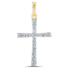 10kt Yellow Gold Womens deals Round Diamond Small Heart Cross Pendant .03 Cttw