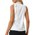 thumbnail image 3 of INSPIRE CHIC Women's Satin Tank Tops Sleeveless Bow Tie Neck Solid Work Blouses L White, 3 of 6
