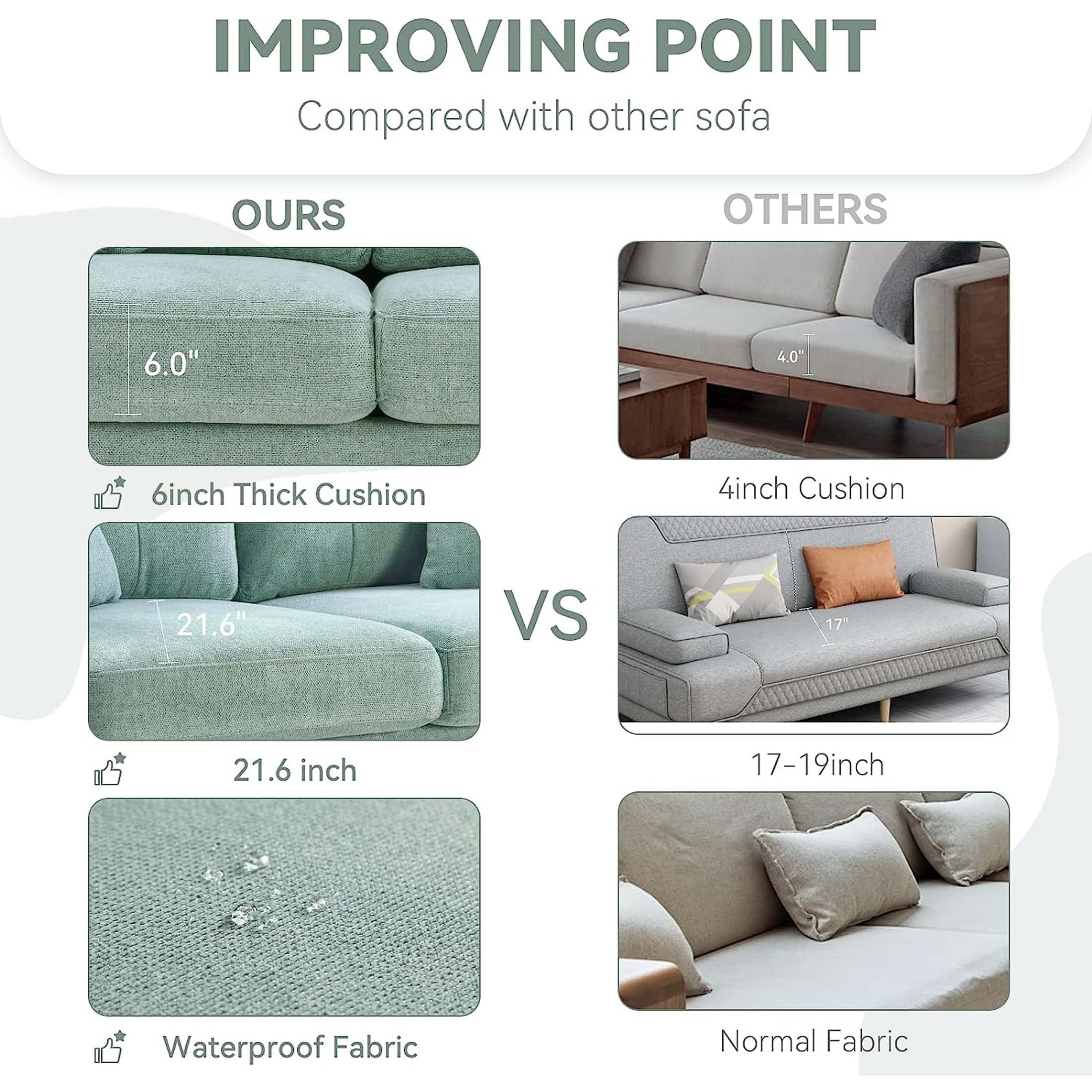 DEALTOPS Small Couch with 2 Pillows, 57'' Accent Loveseat Sofa, Comfy Green Couch for Living Room, Bedroom