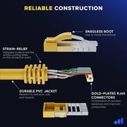 Maximm Cat 6 Ethernet Cable 50 Ft,Cat6 Cable, LAN Cable, Internet Cable, Patch Cable and Network Cable - UTP (Yellow) 50 Feet ethernet Cord