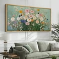 thumbnail image 2 of Large Framed Canvas Print Dreamy Pastel Meadow WildflowersWall Art Decorative Ready to Hang Painting for Living room Bedroom 60x30 inches Natural Frame, 2 of 7