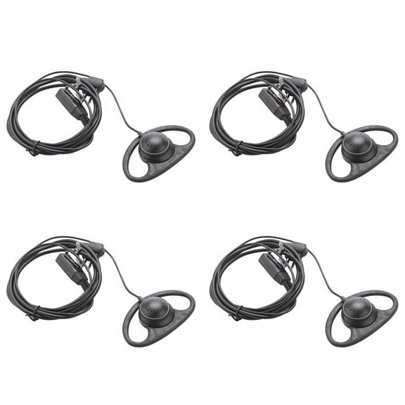 4X 2 Pin Advanced D Shape Clip-Ear Ptt Headset Earpiece Mic  2 Way Radios GP88S GP300 GP68 GP2000 GP88