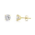 thumbnail image 4 of Tilo Jewelry 10K Yellow Gold Solitaire Round CZ Stud Post Earrings with Secure Push-backs | 6mm | Classic Everyday Earrings | Women, Men, Unisex, 4 of 11