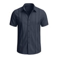 thumbnail image 6 of COSFO Blue Mens Casual Button Down Shirts Short Sleeve Summer Shirt Collared Beach Loose Fit Men's Shirts M, 6 of 6