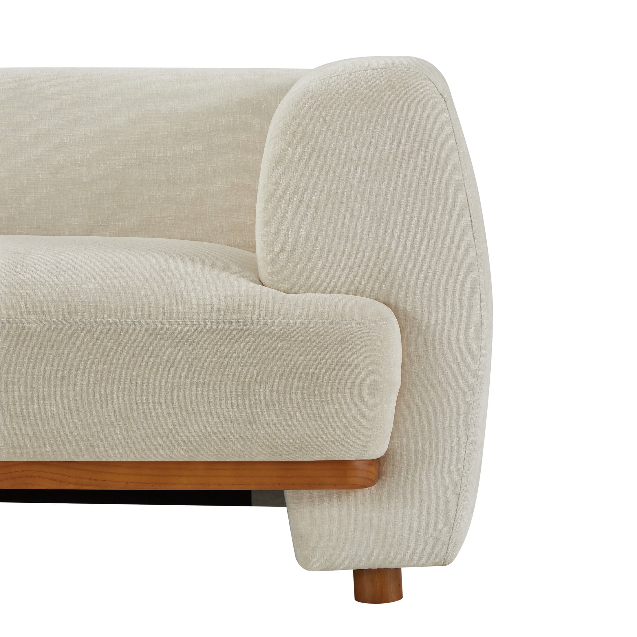 Christopher Knight Home 79 in. 3-Seat Chenille Sofa, Modern Curved Upholstered Couch with Wood Base, Beige