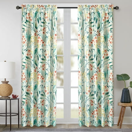 Cotton Modern Curtain - Sunclipse Modern Floral Bybery Curtain Panel, set of 2