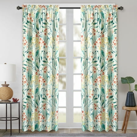 Sunclipse Modern Floral Bybery Curtain Panel, set of