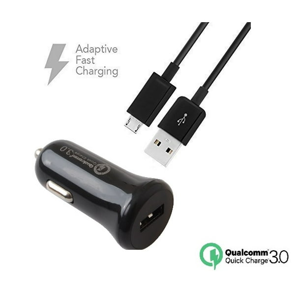 Rapid Quick Car Charger Usb Charging Cable Set For Zte Blade V9 V Plus Force Black Walmart Com Walmart Com