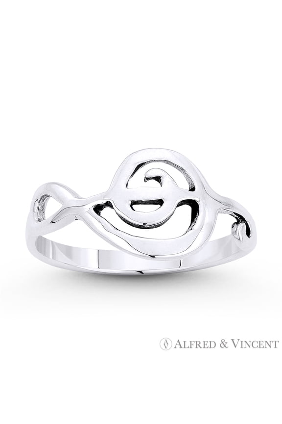 G-Clef Musical Symbol Charm Stackable Right-Hand Ring in Oxidized .925 Sterling Silver