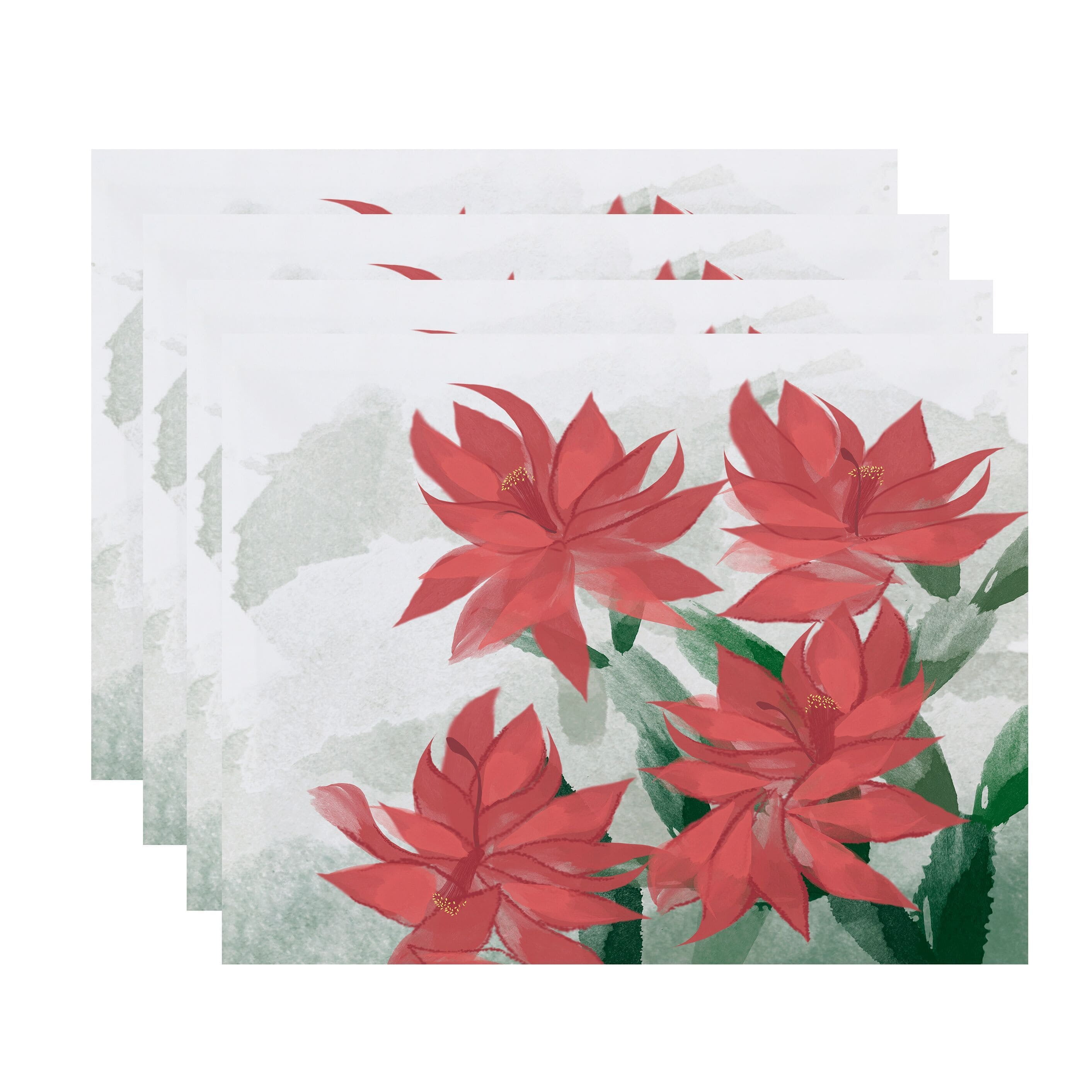 Holiday Essence Christmas Cactus Floral Print Placemat