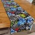thumbnail image 4 of Cotton Print Table Runner Floral Tropical Hawaiian Black, 4 of 4