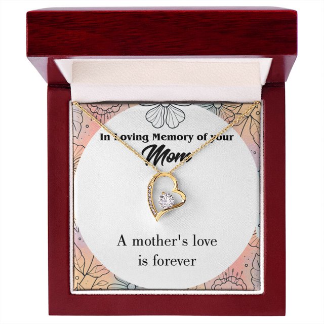 To Mom Remembrance Message Mother's Love is Forever Forever Necklace w Message Card
