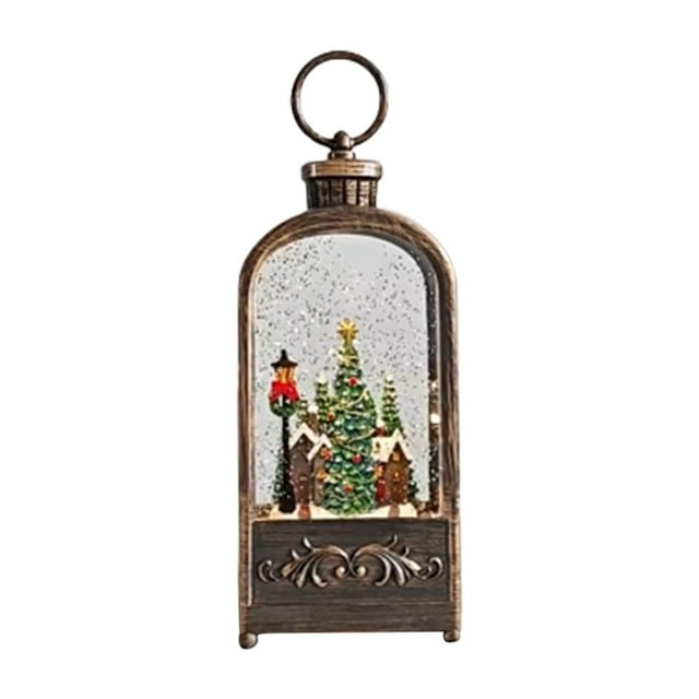 Caja de música navideña, linterna para chimenea, luz nocturna sin llama, decoración navideña para fiesta Árbol de Navidad