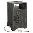 thumbnail image 2 of Electrical Outlets End Table - Dark Gray. Rustic Wooden Side With Materials. Ample Storage And Convenient Charging Gray Nightstand Charging. Engineered Wood Table. Spacious, 2 of 3