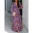 thumbnail image 6 of SHEWIN Women's Oversized Long Dresses Fashion Bohemian Floral Print High Waist Long Sleeve Flowy Dress Party Beach Sundress XL, 6 of 7