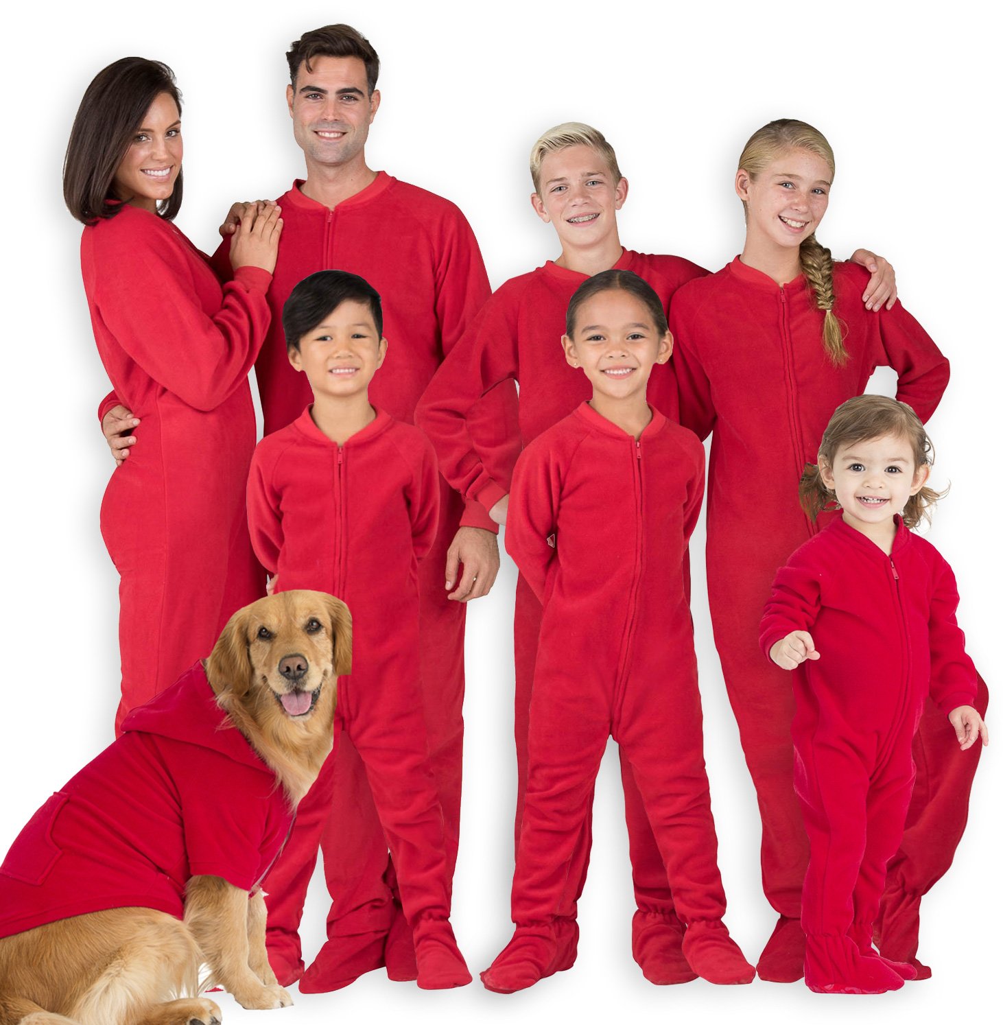 Footed Pajamas - Footed Pajamas - Family Matching Red Christmas Onesies for Boys, Girls, Men 