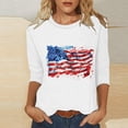 thumbnail image 2 of Dianli Summer Tops for Women Trendy Women's 3/4 Sleeve Shirts Sunflower Print Round Neck Loose Tops Comfy Soft Blouses Summer Casual Pullover 4th of July Tops Clearance, 2 of 5