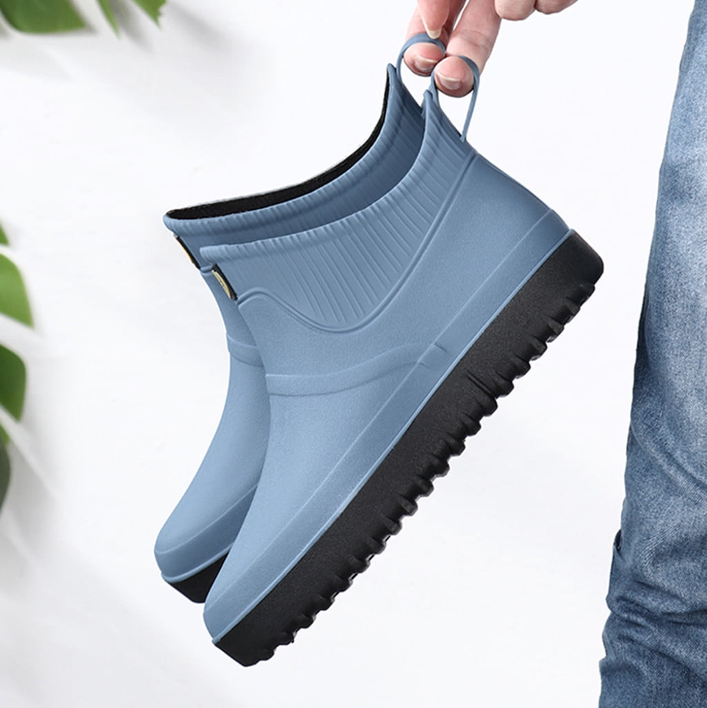 FRSASU Men's Ankle Rain Boots Waterproof PVC Short Rubber Garden Boots On