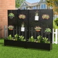 thumbnail image 3 of MAYEERTY 72x47x16 Inch Black Metal Rectangular Planter Box with Trellis, 5 Piece Set for Outdoor Garden & Patio, 3 of 6