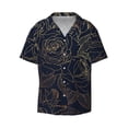 thumbnail image 2 of Lsque Copper-Gold Gloss Outline Rose print Men's Cuban Collar Short Sleeve Shirt Summer Beachwear Casual Button Down Fashionable Vacation Leisure Shirt-3X-Large, 2 of 7