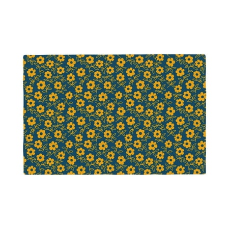 

Placemats Set of 4 Yellow Floral Place mats for Dining Table Indoor/Outdoor Cute Heat Resistant Washable Table Mats(18 x 12 )