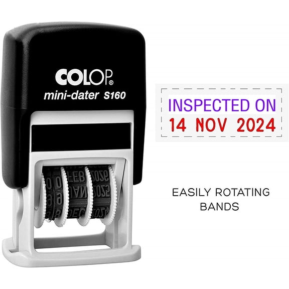 PrintValue Colop Mini Dater S-160 ''Inspected On'' with Date Self Inking Rubber Dater Stamp Business Custom Stamp Office Stationery