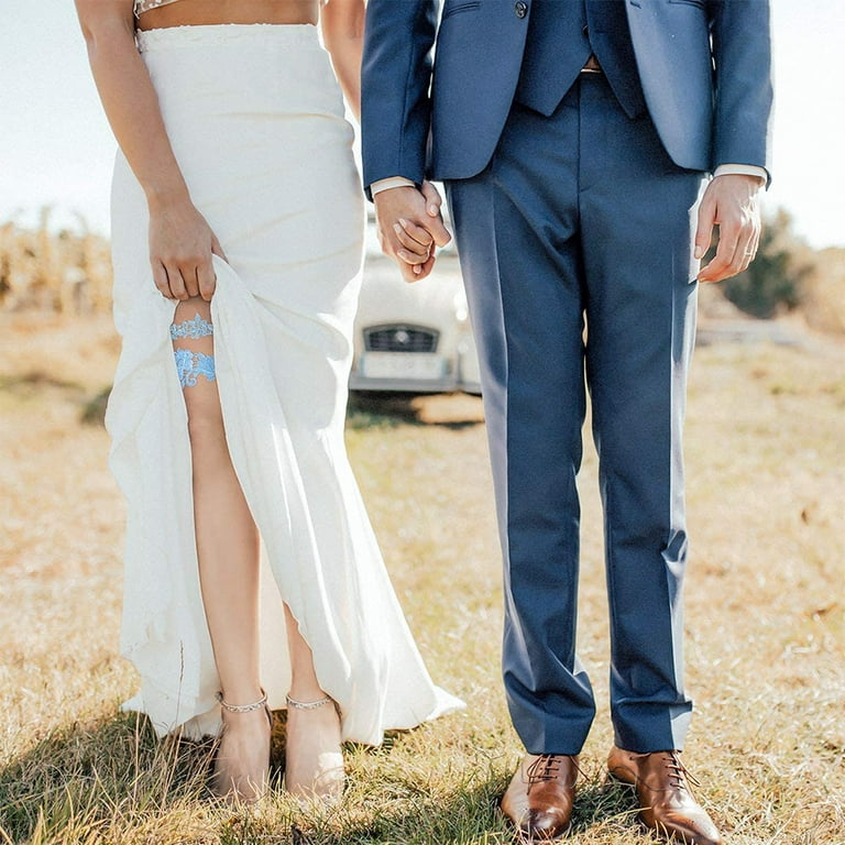 2 PCS Wedding Garter Set Black Bridal Lace Garter Belt Sexy Flower Garters  Leg Ring Party Prom Gift for Women