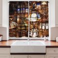 thumbnail image 2 of Ambesonne Moroccan Kitchen Curtains, Ethnic Evening Themed View, 55"x45", Purple Brown and Green, 2 of 3