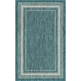 thumbnail image 3 of Unique Loom Outdoor Border Collection Area Rug - Soft Border (3' 3" x 5' 3" Rectangle Teal/Ivory), 3 of 7