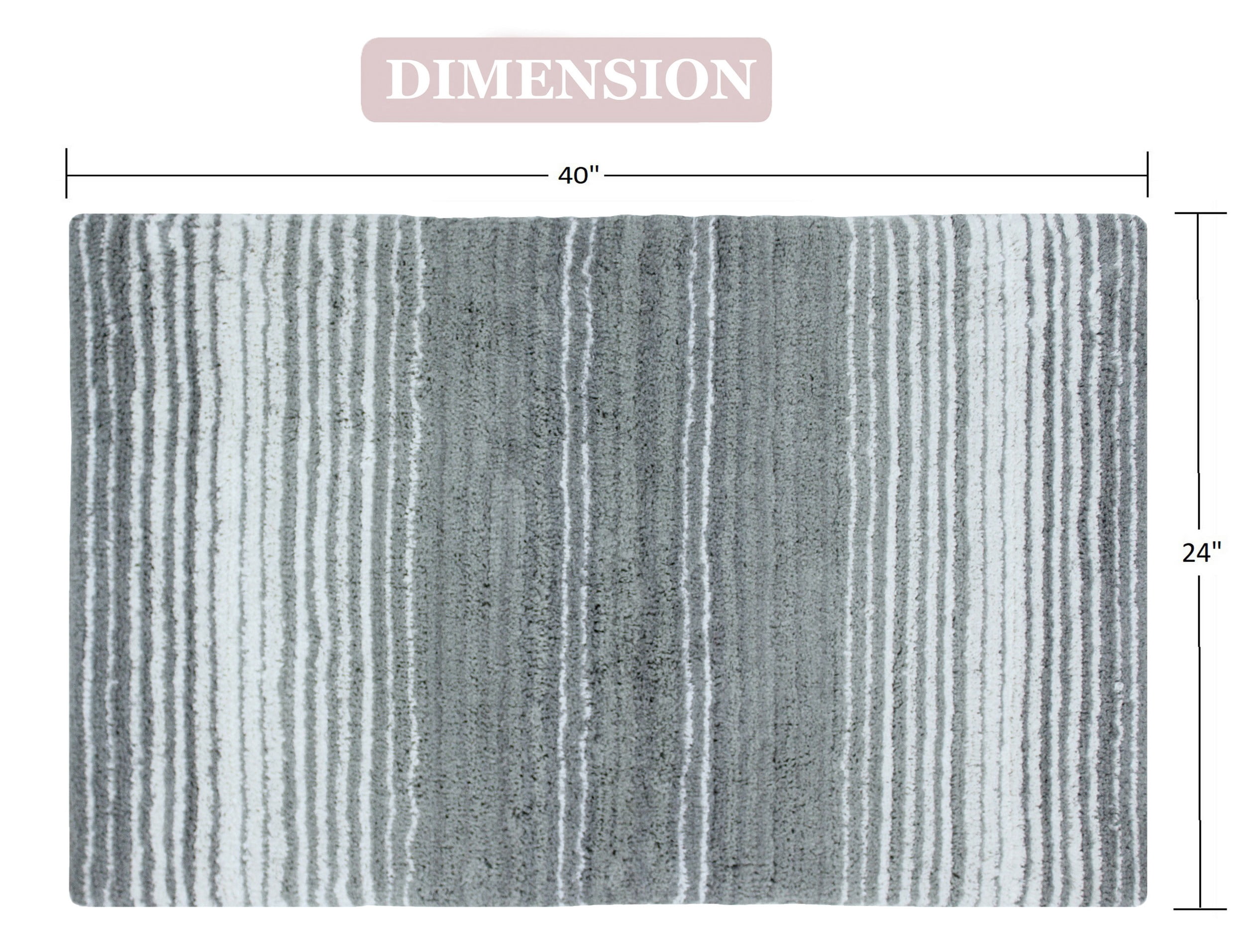 Home Weavers 100% Cotton Gradation Collection Bathroom Decore | Washable Rug | Bathroom Mat | Kitchen rug | Bathroom Rug Set | Bath Mat Set | Bath Floor Mat Non Slip, 24"x40", Gray